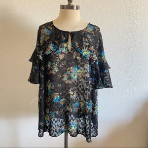 NWT Lane Bryant sheer floral blouse size 14